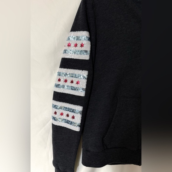 PINK Victoria’s Secret “Chicago” Full Zip Fleece Sequined Hoodie With Pockets - Picture 3 of 8